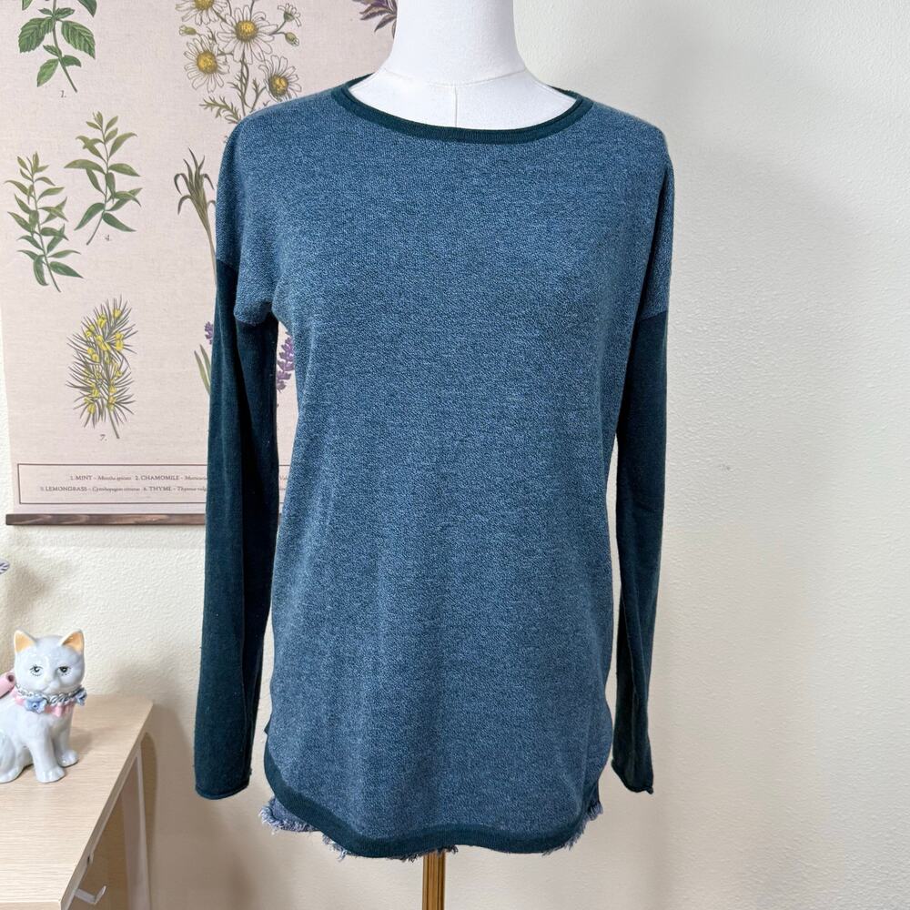Smartwool Women's Blue Gray Shadow Pine Color Block Pullover Sweater Gorpcore S